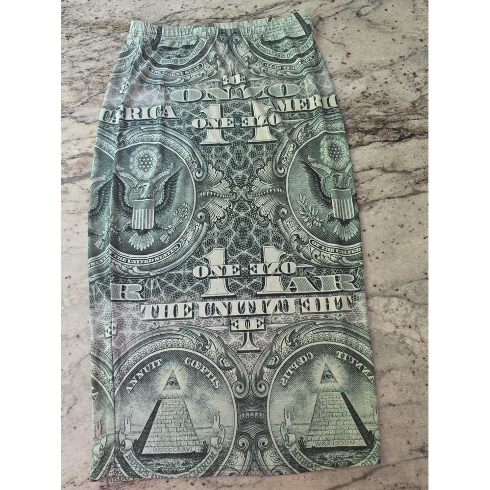 Y2K dollar Bill stretch skirt size‎ medium early 2000s Ktoo brand